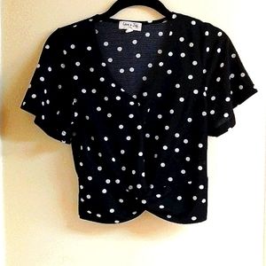 Love&Joy brand, size small, 2 PC, crop top w/wide leg Capris, black/white dots